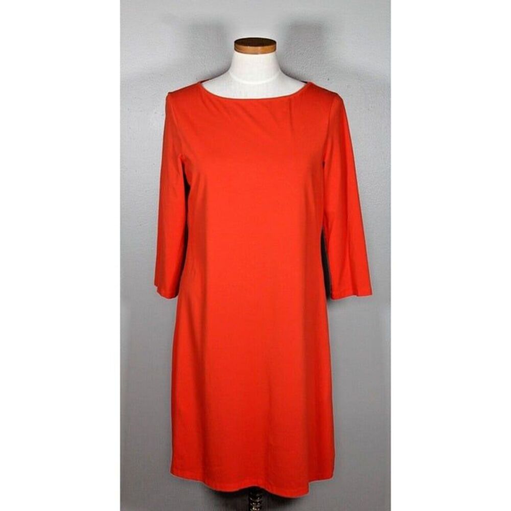 Garnet Hill Burnt Orange 3/4 Sleeve Medium Casual Dress Knit